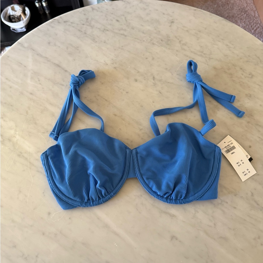 Abercrombie & Fitch Blue Ribbed Bikini Top